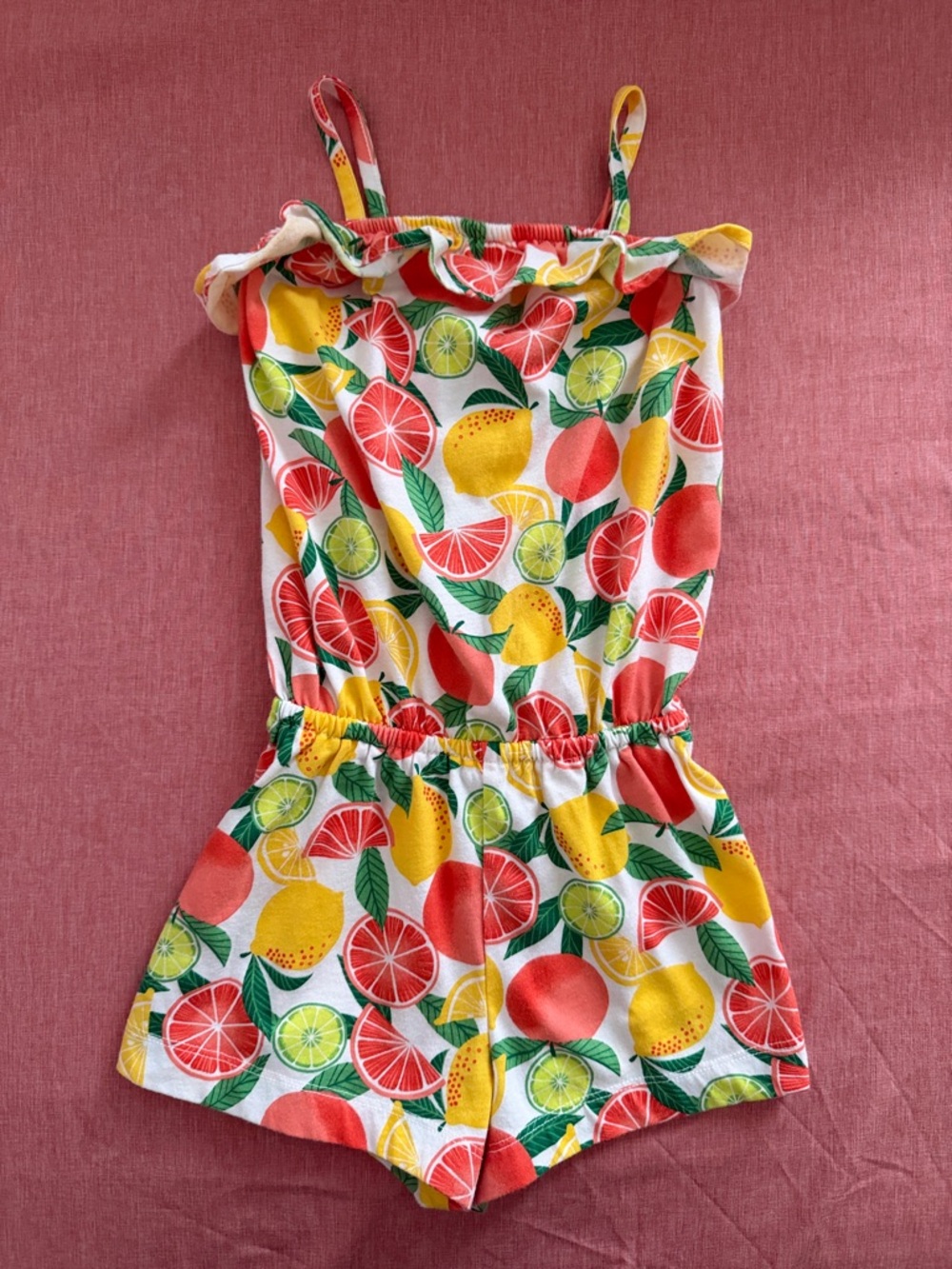 The Children's Place Citrus Print Romper - Yellow/Green/Coral